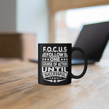 Load image into Gallery viewer, Focus - Black mug 11oz (Design printed on front & back)